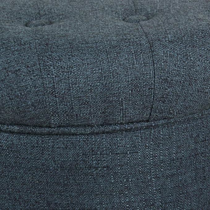 HomePop by Kinfine Fabric Upholstered Round Storage Ottoman - Image 6