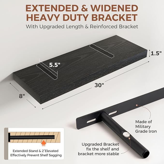 Dreamland 30 Inch Black Floating Shelves - Image 2
