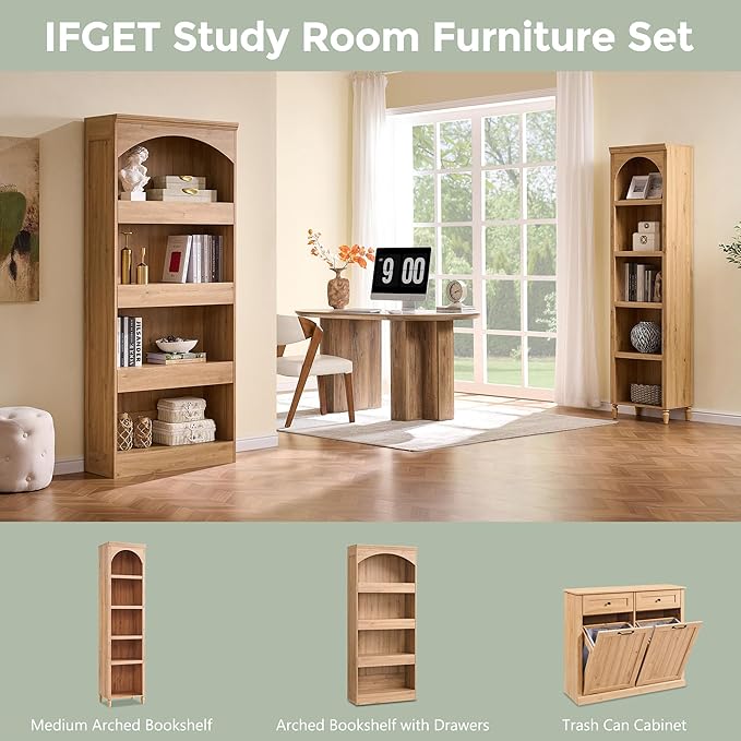 IFGET 76" Tall Arched Bookcase - Image 6