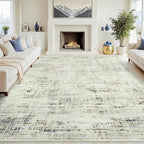 8x10 Washable Area Rug for Living Room Bedroom: Non-Slip Modern Gray White | by Oriannal