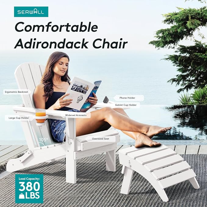 SERWALL Adirondack Chair with Cup Holders - Image 6