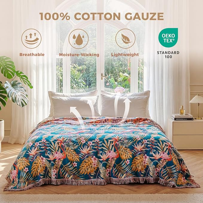 LUTBM Boho Throw Blanket for Couch Sofa Chair Cotton Summer Blankets for - Image 2