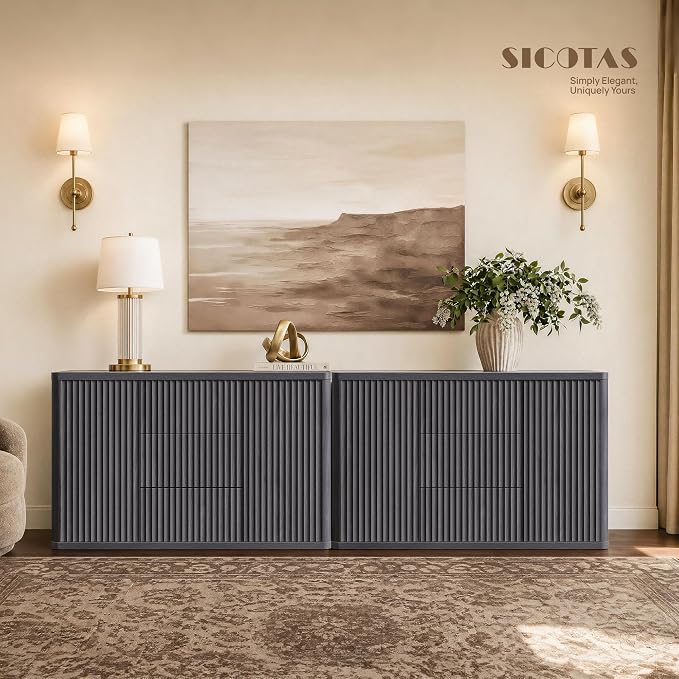 SICOTAS Buffet Cabinet with Storage 109.4" Large Modern Accent Storage Cabinet - Image 9