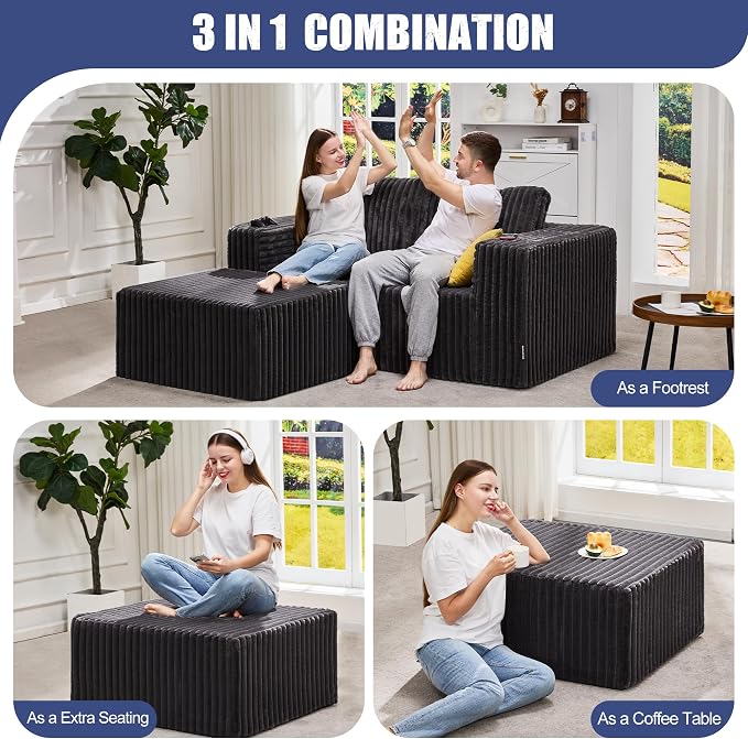 Hobestluk Rectangle Ottoman Memory Foam Footrest - Image 5