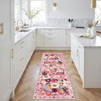 Pink Floral Hallway Runner Rug 2x6 - Image 3
