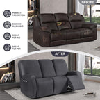ANARACHON Leather Look Recliner Couch Cover, 8-Pieces Stretch Recliner Sofa - Image 6