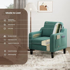 Accent Chair for Living Room Modern Linen Upholstered Armchair Side Wooden - Image 8