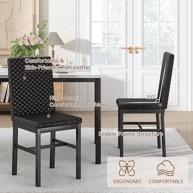Recaceik Dining Table Set for 4, Modern 5 Piece Dining Table Set Faux Marble - Image 5