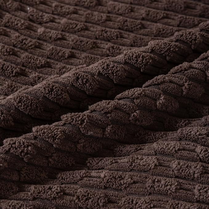Set of 4 Beige Brown Coffee Decorative Throw Pillow Covers 24x24 Inch Corduroy - Image 5