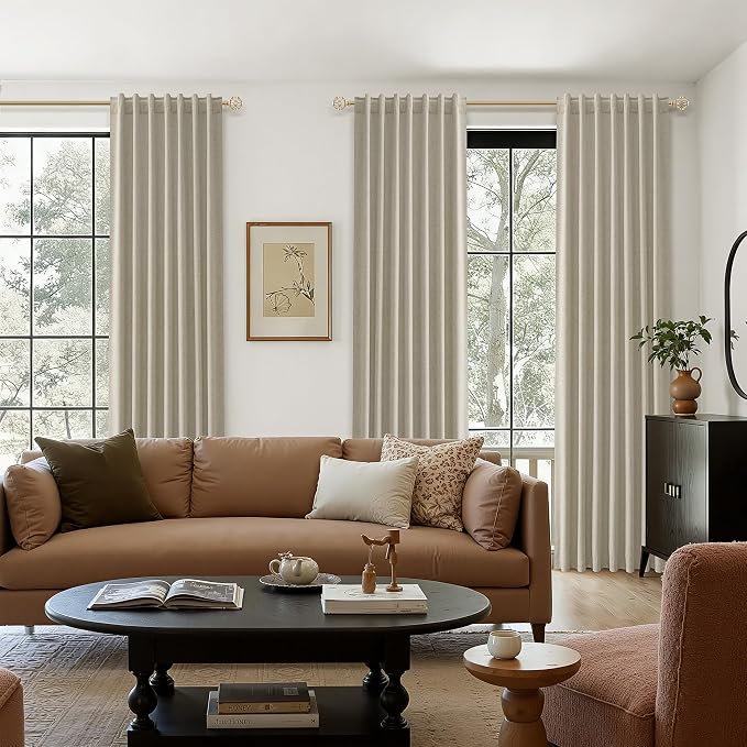 100% Blackout Linen Curtains for Bedroom 96 inches Long, Thermal Insulated Room - Image 9
