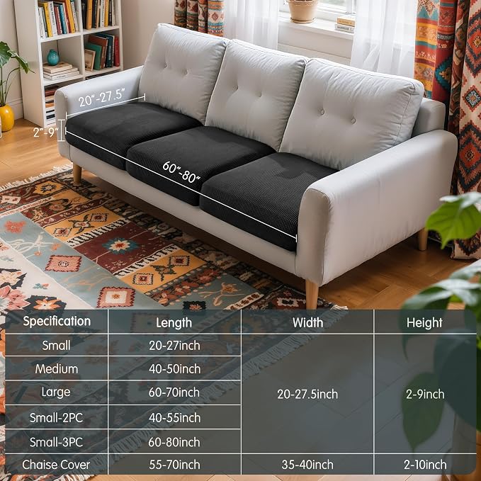 Hokway Stretch Couch Cushion Covers, 3 Piece Individual Sofa Cushion - Image 3