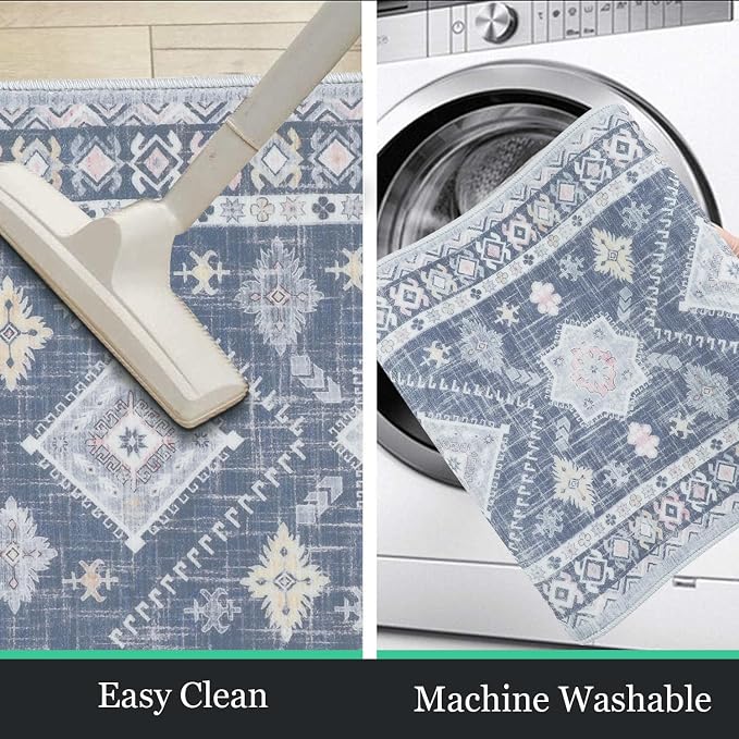 HEBE Boho Kitchen Rugs Set of 3, Non Slip Washable Kitchen Mats - Image 5