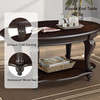 Solid Wood Coffee Table Set for Living Room, Coffee Table & 2 End Side Table - Image 4
