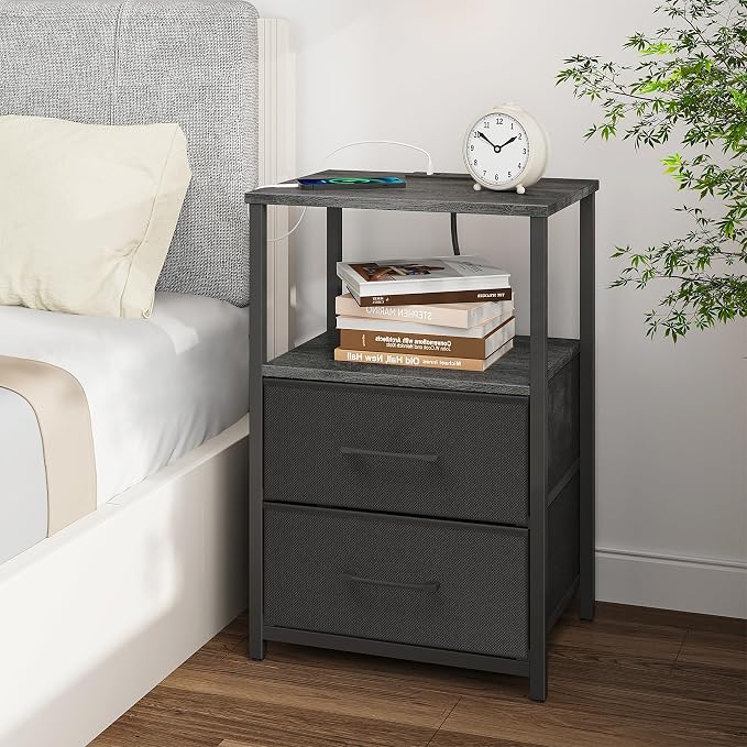 TUTOTAK End Table with Charging Station, Side Table with 2 USB Ports and Outlets - Image 7