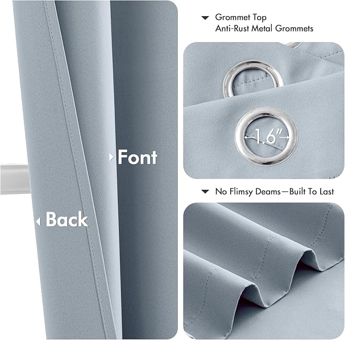 MIULEE Blackout Curtains for Bedroom 2 Panels 40 x 63 Inch Long Light Blue | - Image 4