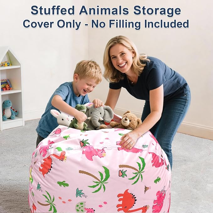 Lukeight Stuffed Animals Storage Bean Bag Chair Cover - Image 2