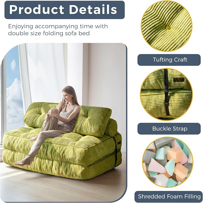 MAXYOYO Folding Sofa Bed, Convertible Sleeper Chair - Image 5