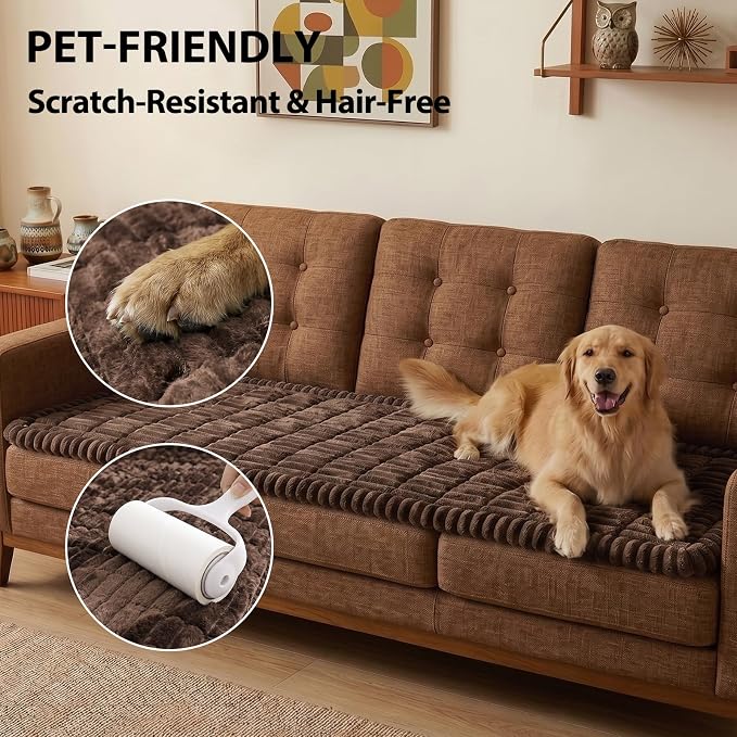 Fixwal Waterproof Flannel Dog Couch Cover, 27.6" x 94.5", Dark Brown | - Image 6