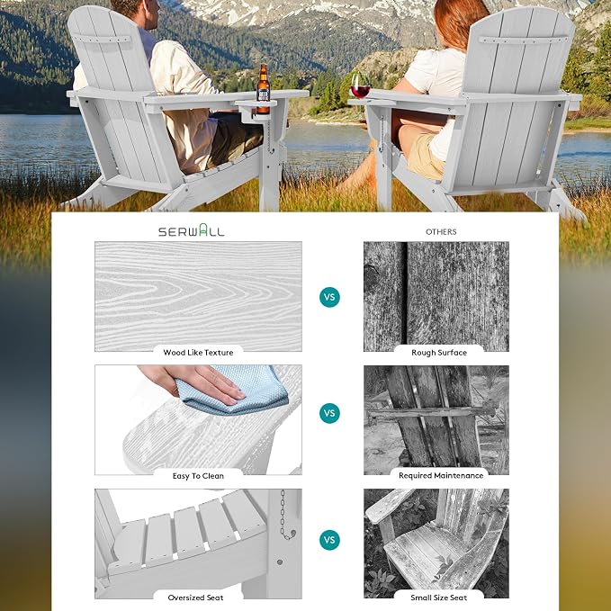 SERWALL Adirondack Chair with Cup Holders - Image 3
