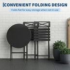GarveeTech 3-Piece Folding Bistro Set, Heavy Duty Outdoor Patio Furniture - Image 5