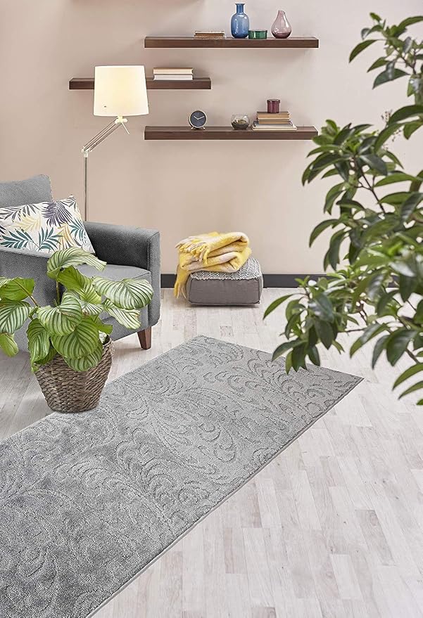 Custom Length Hallway Runner Rug, Slip Resistant, Floral Grey, 26 Inch X 10 feet - Image 4