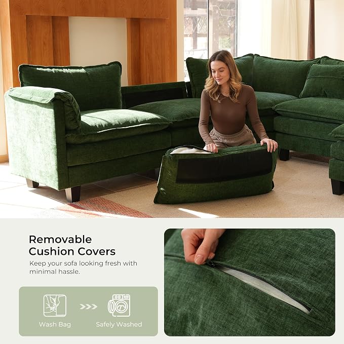 ELUCHANG 114" Oversized V-Shaped Cloud Couch Modular Sectional Sofa - Image 8
