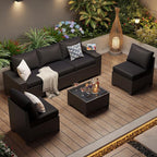 Aoxun Patio Furniture Set, Widen Armrests Wicker Outdoor Sectional - Image 9