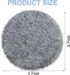 Faux Fur Rug, 5x5 Feet Grey Round Rugs - Image 2