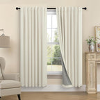Black Out Burlap Curtains 63 Inch Long Faux Linen Farmhouse Bedroom Blackout by Pitalk