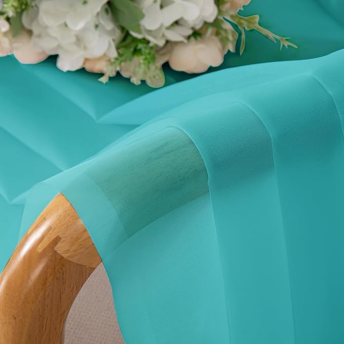 Chyhomenyc Turquoise Sheer Curtains 84 Inches Long - Image 7