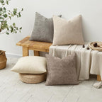 MIULEE Decorative Chenille Pillow Covers Neutral Beige 20x20 Pack of 4 | Modern - Image 4