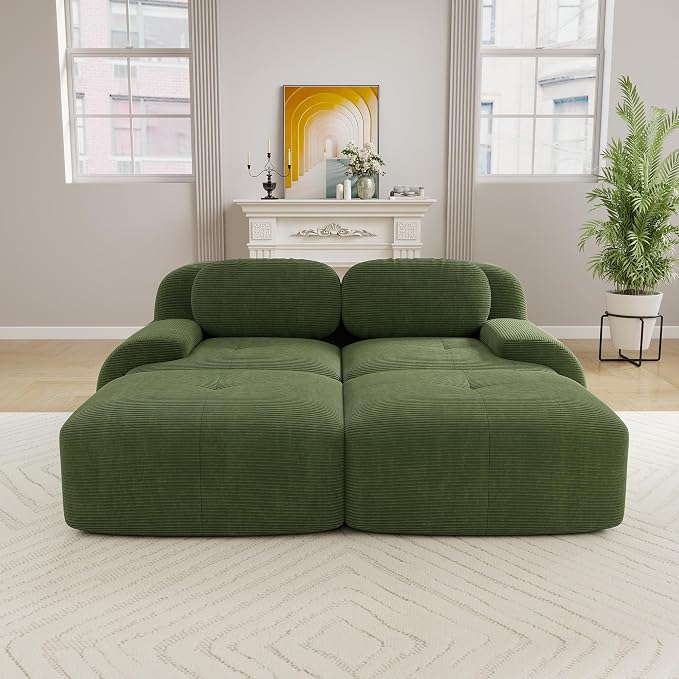 Boneless Sectional Couch, No Assembly Required, 81.8” U Shaped Modular Cloud - Image 2