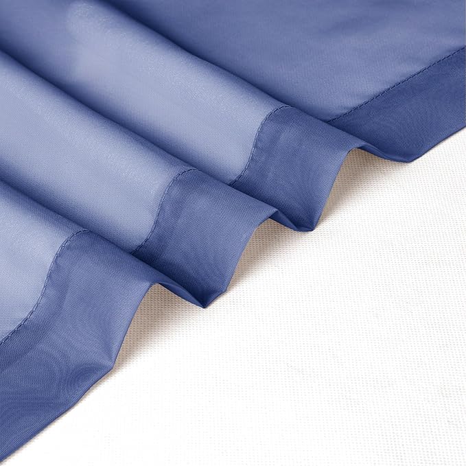 Chyhomenyc Sheer Curtains 63 Inch Length 2 Panels, Royal Blue | Light Filtering - Image 7