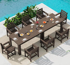 SERWALL HDPE Dining Set for 8: 2 Umbrella Hole Tables + 8 Chairs. Includes 8 by SERWALL