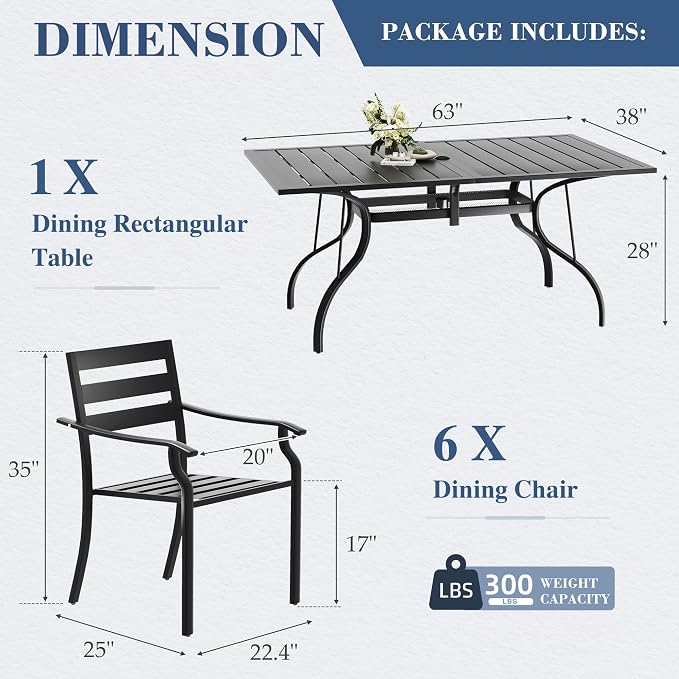 HOMREST 7 Piece Outdoor Patio Dining Set - Image 3