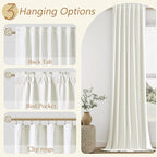 Ivory 100% Blackout Linen Curtains 105 Inch Length 2 Panels Set - Image 6