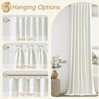 Ivory 100% Blackout Linen Curtains 144 Inch Length 2 Panels Set - Image 6