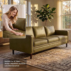 Kingfun 80" Faux Leather Sofa, 3 Seater Couch, Mid Century Modern Couches - Image 4