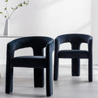 RIVOVA Black Modern Barrel Dining Chairs Set of 2, Velvet Upholstered Accent - Image 3