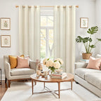YoungsTex 72 Inch Length Beige Linen Curtains 2 Panels - Image 2