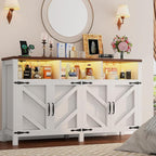 knoworld Buffet Sideboard with Storage with Power Outlets & LED Light 4 Doors - Image 8