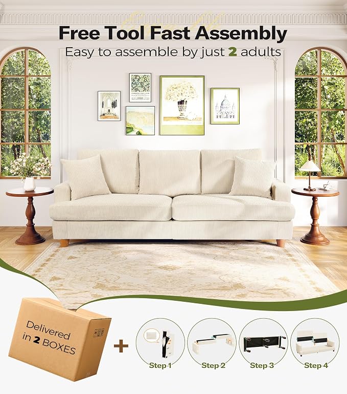 Kidirect 87in L Shaped Couch, Modular Sofa No Tool Assembly, Comfy Sectional - Image 9