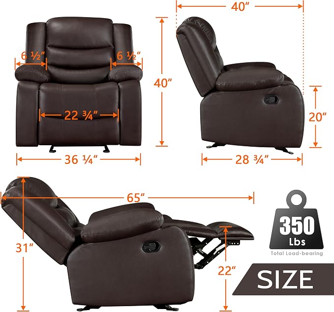 PrimeZone Oversized Rocker Recliner Chair - Image 3