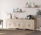 WAMAPT Buffet Cabinet with 6 Doors and 3 Drawers, Large Coffee Bar Table Wood by WAMPAT