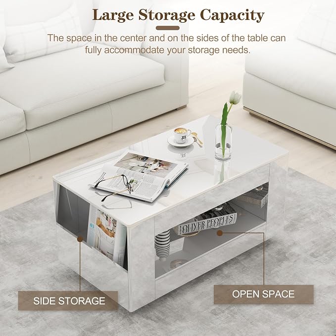 35" High Gloss Wood Coffee Table - Image 3