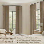 Light Brown 100% Blackout Pinch Pleated Linen 63 Inch Curtains - Image 2