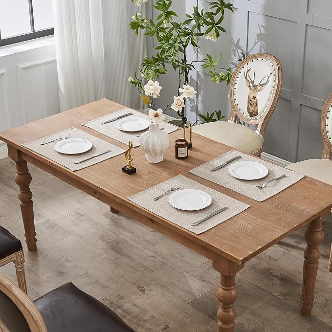 BALCONY & FALCON Placemats Set of 4 Faux Linen Cloth Place Mats Washable - Image 7