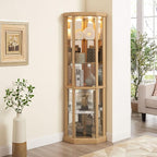 Corner Curio Cabinet, Light Bulb Inclued, Wine Bar China Cabinet - Image 9