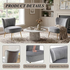 Velvet Accent Chair Set of 2 Comfy Living Room Chair Armless Slipper Chair Mid - Image 5