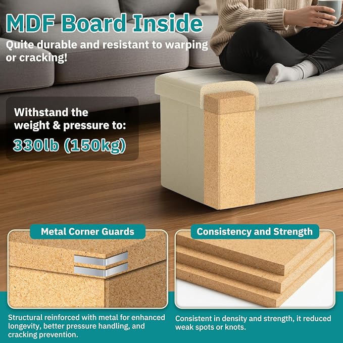 30.5-INCH Storage Ottoman Bench, Footrest - Image 5